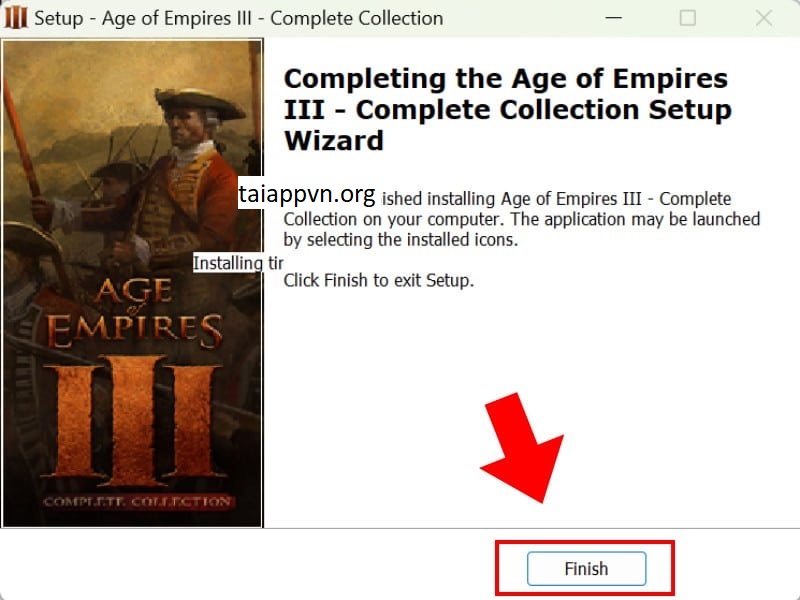 Chọn Finish xác nhận hoàn thành 