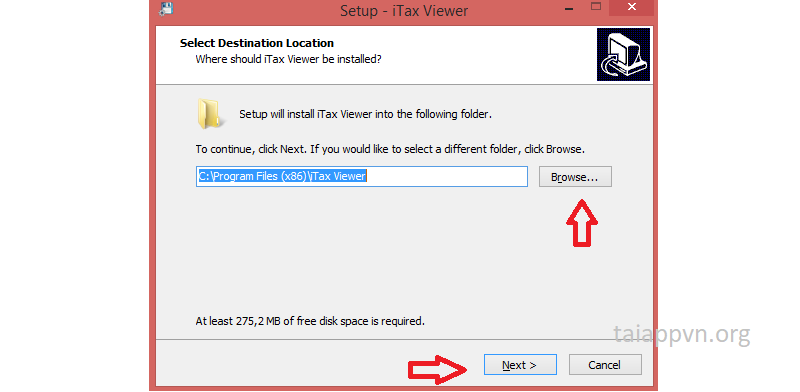 Nhấn Browse > nhấn Next