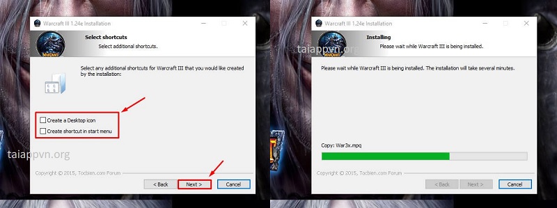 Bỏ tích tại 2 ô > Next