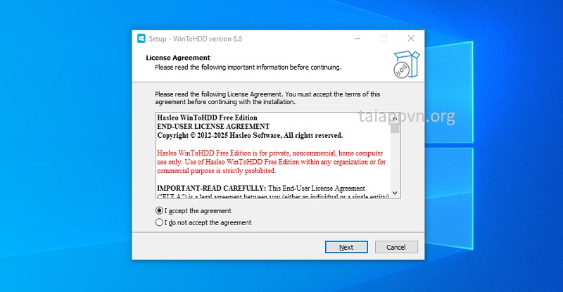Bước 2 - Cài đặt phần mềm WinToHDD 6.5