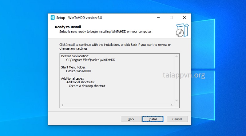 Bước 5 - Cài đặt phần mềm WinToHDD 6.5