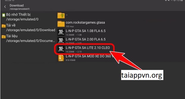 Android/data/com.rockstargames.gtasa > Dán > "Áp dụng cho tất cả các tệp"