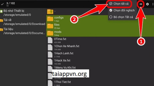 com.rockstargames.gtasa > Chọn tất cả > Sao chép.