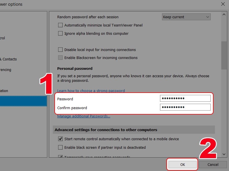 Cách thiết lập mật khẩu cố định để truy cập bất cứ lúc nào cho TeamViewer