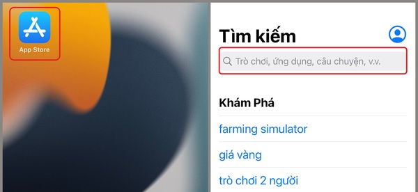 Mở ứng dụng App Store