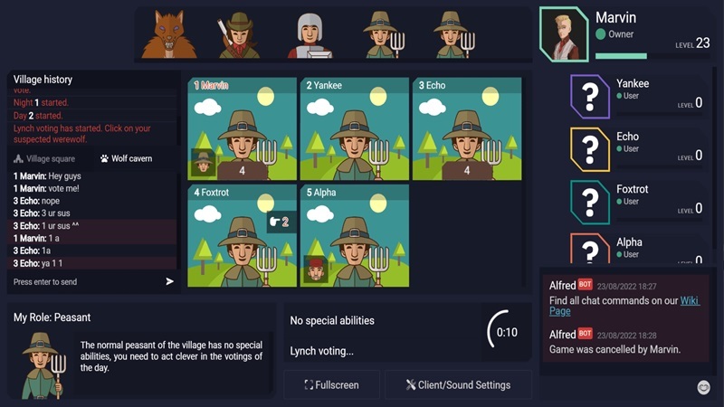 Werewolf Online (Ma Sói Online) là trò chơi giải đố và suy luận chiến thuật kịch tính