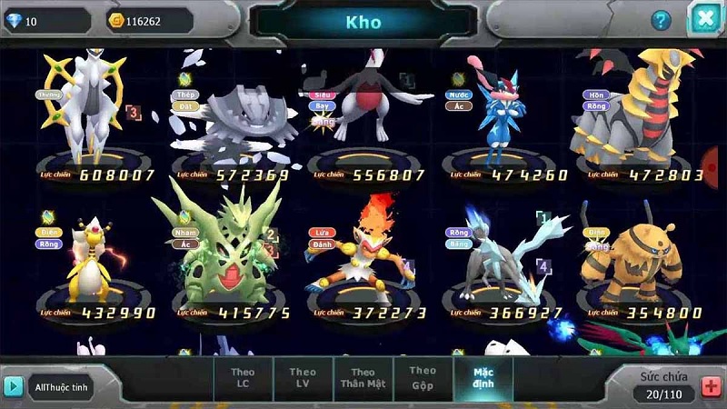 Giao diện bản Mod Pokemon Đại Chiến hỗ trợ vô hạn tài nguyên giúp nâng cấp đội