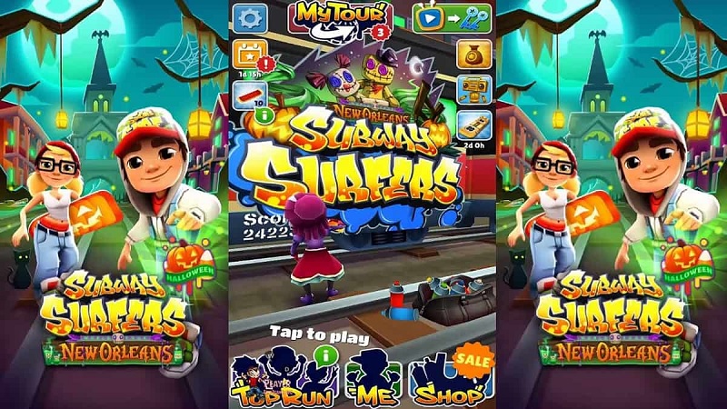 Subway Surfers - game điều khiển nhân vật chạy trên các đường ray tàu hỏa