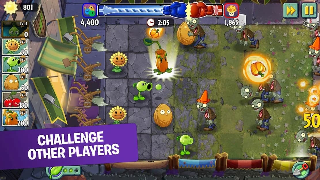 Những tính năng nổi bật trong plants vs zombies 2 hack full cây max level, 0 sun